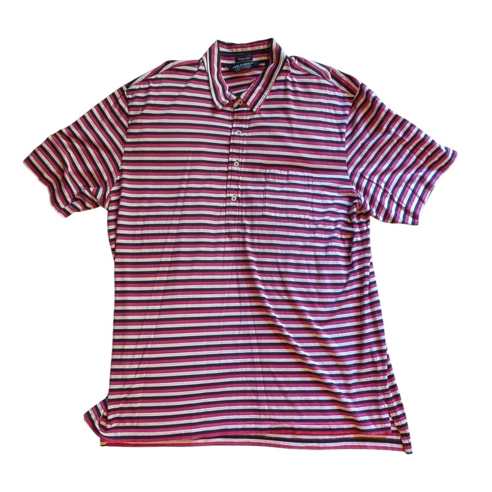 Polo Golf Ralph Lauren Mens XXL Pink Navy Striped Pima Cotton Vintage Lisle Polo